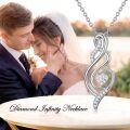 wholesale 925 Sterling Silver White Gold Heart Pendant with Diamonds and Swirl Design Necklace for Women s-0-1
