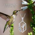wholesale 925 Sterling Silver Hexagon Hummingbird Pendant with Cubic Zirconias and Flowers Necklaces for Women-0-4