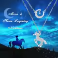 TOUPOP Sterling Silver Moonstone Layered Horse Pendant Necklace-0-1