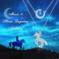 TOUPOP Sterling Silver Moonstone Layered Horse Pendant Necklace-0-1