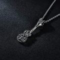 wholesale 925 Sterling Silver Skull Guitar Hand Pendant Necklace with Rope Chain 3MM 24+2 for Men Boys Gift Incl.-0-2