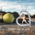 wholesale 925 Sterling Silver Tennis Player Heart Pendant Necklace Cubic Zirconia Rose Gold-0-4