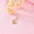 wholesale 14K Gold Teardrop Crystal Lotus Pendant Necklace for Women - 16-18 inches-0-3