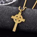 wholesale 925 Sterling Silver Celtic Cross Pendant With Gold Plating And Chain-0-3
