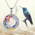 TOUPOP Sterling Silver Flower Stone Hummingbird Necklace Women Gift-0-2