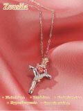 wholesale Sterling Silver Rose Cross Pendant Necklace for Women-0-46