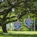 wholesale 925 Sterling Silver Heart-Shaped Tree of Life Abalone Shell Inlay Drop Earrings for Women and Girls Gift Ideas-0-4