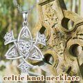 wholesale 925 Sterling Silver Celtic Knot Trinity Pendant with Cubic Zirconia and Chain for Women Girls  36cm Length-0-5