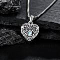 wholesale 925 Sterling Silver Evil Eye Heart Photo Locket Pendant Necklace Gifts for Women-0-2