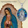 wholesale 925 Sterling Silver Virgin of Guadalupe Pendant Necklace with Abalone Shell Gemstone for Women's Catholic Gifts-0-4