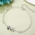 wholesale 925 Sterling Silver Heart and Infinity Charm Ankle Bracelet Wholesale for Women-0-1