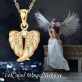 wholesale 14K Gold Opal & Cubic Zirconia Guardian Angel Cross Pendant Necklace for Women's s-0-5