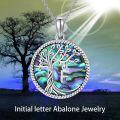 TOUPOP Sterling Silver Abalone Shell Initial F Family Tree Pendant Necklace-0-1
