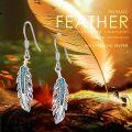 wholesale 925 Sterling Silver Feather Drop Earrings w/ Turquoise & Moss Agate Inlay-0-4