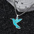 TOUPOP Sterling Silver Opal Hummingbird Horse Phoenix Wolf Butterfly Dragonfly Animal Necklace-0-1