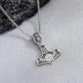 wholesale 925 Sterling Silver Nordic Mjolnir Pendant with Valknut and Ravens - Viking Thors Hammer Amulet Necklace -0-2