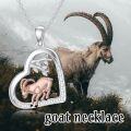 wholesale 925 Sterling Silver Heart-Shaped Goat Pendant Necklace with Cubic Zirconia Gemstones - Gifts for Her Him-0-4