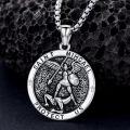 wholesale 925 Sterling Silver Saint Michael Archangel Protect Us Medal Pendant Necklace for Men & Women-0-1