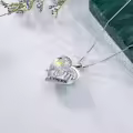 TOUPOP Sterling Silver Crystal Heart Necklace I Love You Mom Jewelry Gifts-0-4