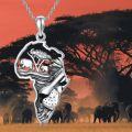 wholesale 925 Sterling Silver Africa Map Elephant Tree Pendant Necklaces for Women/Men-0-4