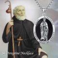 wholesale 925 Sterling Silver Saint Peregrine Pendant with Abalone Shell and Chain - Catholic Patron of Cancer Protection Jewelry for Women & Men -0-8