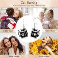 wholesale 925 Sterling Silver Black Cat Paw Print Book Shape Drop Earrings Gift for Women and Teacher-0-4