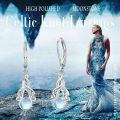 wholesale 925 Sterling Silver Blue Moonstone Drop Earrings White Gold Plated Vintage Swirl For Women-0-5