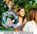 wholesale 925 Sterling Silver Blue Crystal Angel Sisters Pendant Necklaces for Women Girlfriends Gifts Birthdays Xmas Presents-0-4