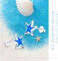 wholesale 925 Sterling Silver Blue Opal Starfish Stud Earrings - Ocean Beach  for Women & Girls-0-3