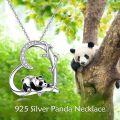 wholesale 925 Sterling Silver Panda Heart Pendant Necklace for Women Girls Gifts Jewelry Accessories 45cm Chain Length-0-5