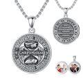 wholesale 925 Sterling Silver Gothic Skull Photo Locket Pendant Necklace with Carpe Diem Inscription and Roman Numerals - 24 inch  (Gift Box Included)-0-0