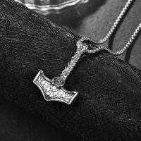 wholesale Sterling Silver Black Gold Viking Mjolnir Hammer Necklace-Viking Thors Hammer Necklace-Silver