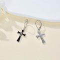 wholesale 925 Sterling Silver Jesus Cross Leverback Earrings for Women and Men - Christian Crucifix -0-3