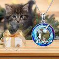 wholesale 925 Sterling Silver Metal Crystal Animal Pendant Necklace - Kitten on Branch Design-0-5