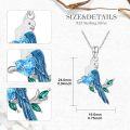 wholesale 925 Sterling Silver Blue Topaz & Emerald Heart Cockatiel Bird Charm Pendant Necklace-0-3