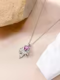 wholesale 925 Sterling Silver Fox Pendant Necklace Wholesale w Birthstone Women s Jewelry Gift-0-4