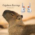 wholesale 925 Sterling Silver Dinosaur Stud Hoop Earrings with Orange Stone and Crown Design-0-4