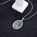 wholesale 925 Sterling Silver St Christopher Protect Us Malachite Stone Oval Pendant Necklace w/ 24 Rolo Chain-0-13