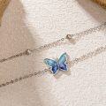 wholesale 925 Sterling Silver Blue Opal Butterfly Charm Anklet Jewelry for Women-0-4