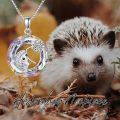 wholesale 925 Sterling Silver Hedgehog Pendant Necklace with Crystal Stone and Snowflake Charm - Gifts for Mom & Daughter on Mothers' Day or Birthdays-0-4