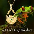wholesale 14K Gold Frog Green Crystal Teardrop Pendant Necklace for Women Girls-0-5