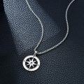 wholesale 925 Sterling Silver  Compass Pendant for Men with Cross and Beaded Chain - 24 inches Total Length-0-4