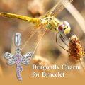 wholesale Sterling Silver & Pink Austrian Crystals Dragonfly Pink Ribbon Charm for Pandora Bracelets 15.1x16.8mm-0-5