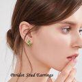 wholesale Sterling Silver Peridot Stud Earrings, 925 Lead & Nickel Free Hypoallergenic August Birthstone Jewelry, Modern Wraparound Green Gemstone Gift for Women-0-1