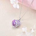 wholesale 925 Sterling Silver Purple Crystal Double Heart Pendant Necklace Gift for Her-0-3