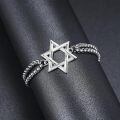 wholesale 925 Sterling Silver Star Of David Charm Bracelet Platinum Plated Double Chain For Women-0-3