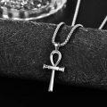 wholesale 925 Sterling Silver Ankh Pendant Necklaces for Men with 24+2mm Rolo Chain - Egyptian Cross Charm s-0-3