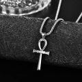 wholesale 925 Sterling Silver Egyptian Ankh Cross Pendant Necklace Platinum Plated Box Chain-0-3