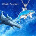 wholesale 925 Sterling Silver Blue Opal Dolphin Pendant Necklace for Women Girls Gifts-0-5