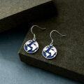 wholesale 925 Sterling Silver World Map Dangle Earrings - Blue Enamel Globe s for Her Him-0-1
